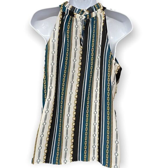 NWT Apt. 9 Chain Print Poly Halter Sleeveless Top - Picture 4 of 6